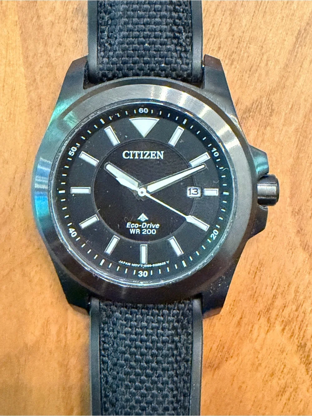 Citizen Black Dial Eco-Drive Sports Watch with Black Strap - Picture 1 of 5